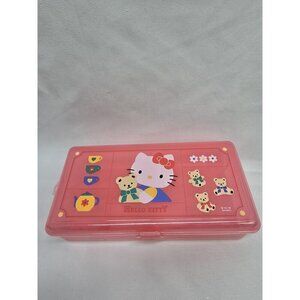 Hello Kitty Sanrio Vintage 1990s Pink Plastic Storage Case With Dividers